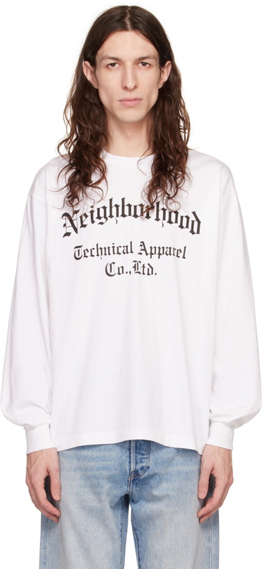 Photo: Neighborhood White Printed Long Sleeve T-Shirt