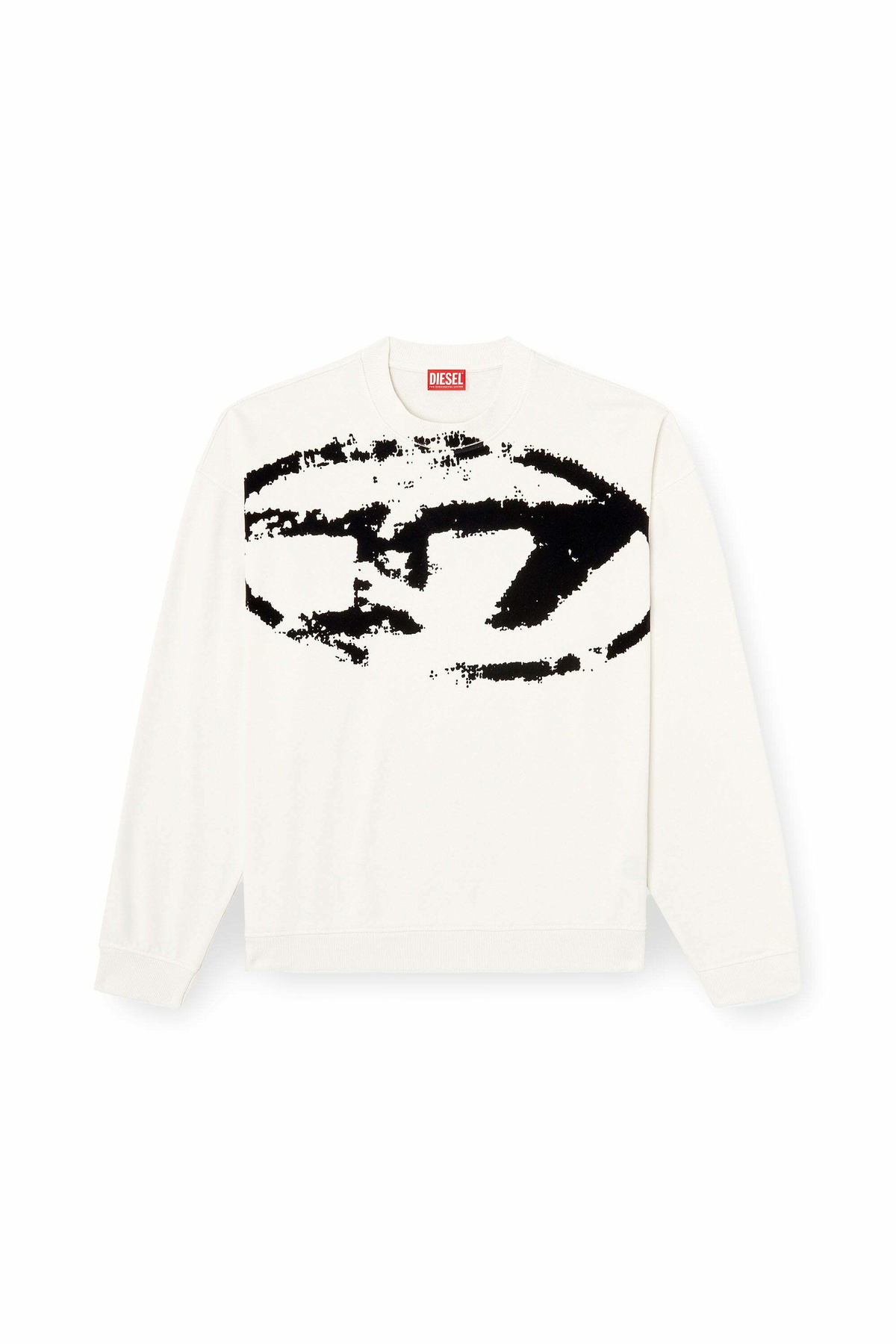 Diesel Sweatshirt with distressed flocked logo - Sweaters Mens in Multicolor