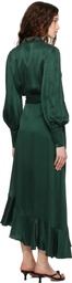 ZIMMERMANN Green Wrap Midi Dress