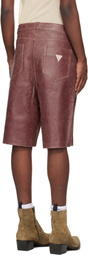 GUESS USA Burgundy Crackle Leather Shorts