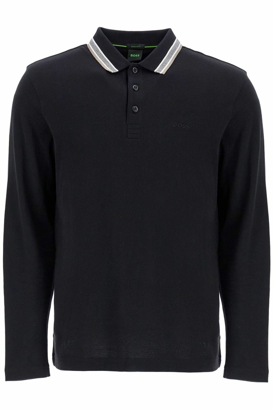 Photo: BOSS men's long sleeve loose fit polo dark gray cotton Grey