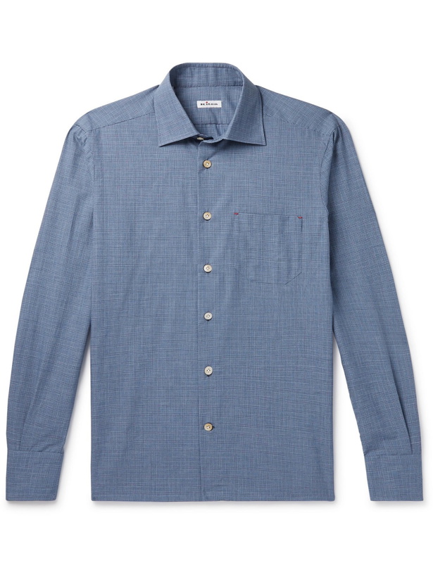 Photo: KITON - Prince of Wales Checked Cotton and Cashmere-Blend Shirt - Blue - IT 48
