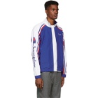Champion Reverse Weave Blue and White Striped Zip Track Jacket