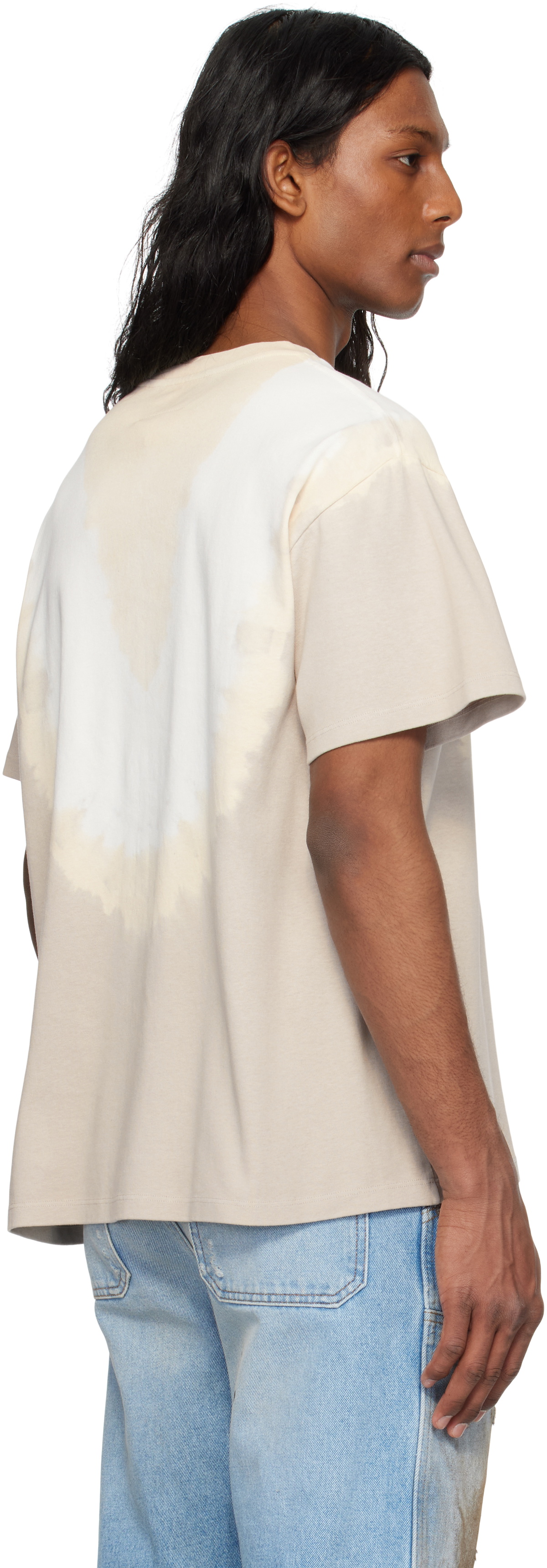 MM6 Maison Margiela Taupe & White Tie-Dyed T-shirt MM6