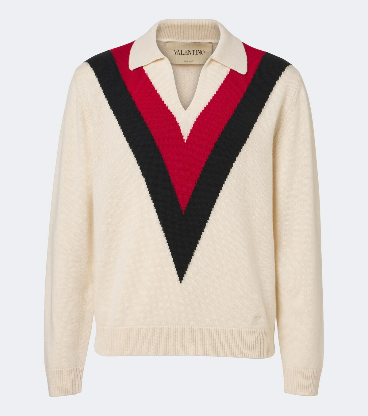 Valentino Jacquard cashmere polo sweater