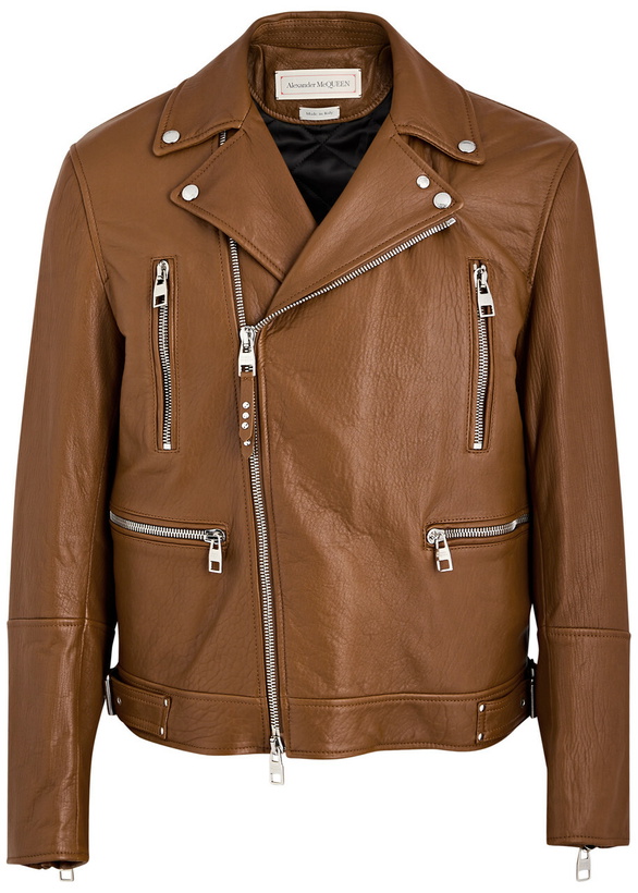 Photo: Alexander Mcqueen Grained Leather Biker Jacket Tan