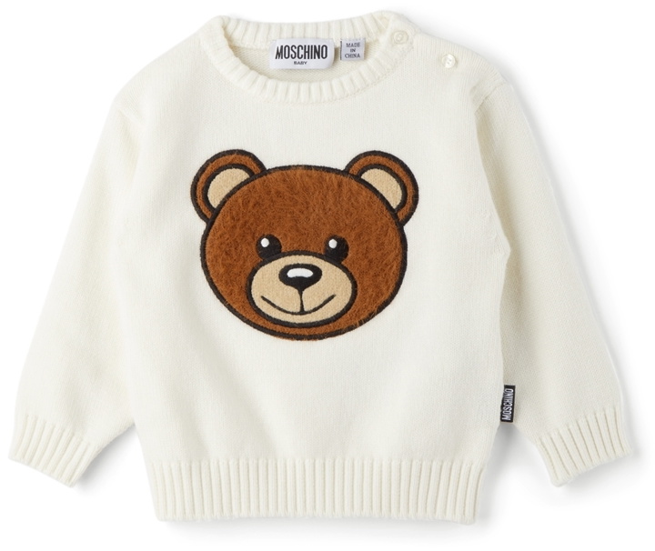 Photo: Moschino Baby White Fuzzy Bear Sweater