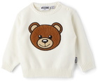 Moschino Baby White Fuzzy Bear Sweater