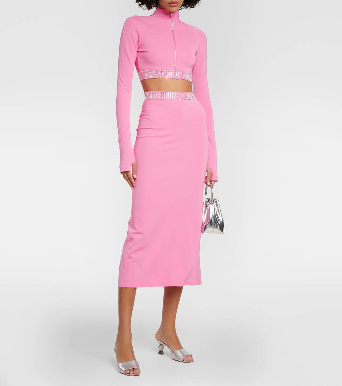David Koma Crystal-embellished midi skirt