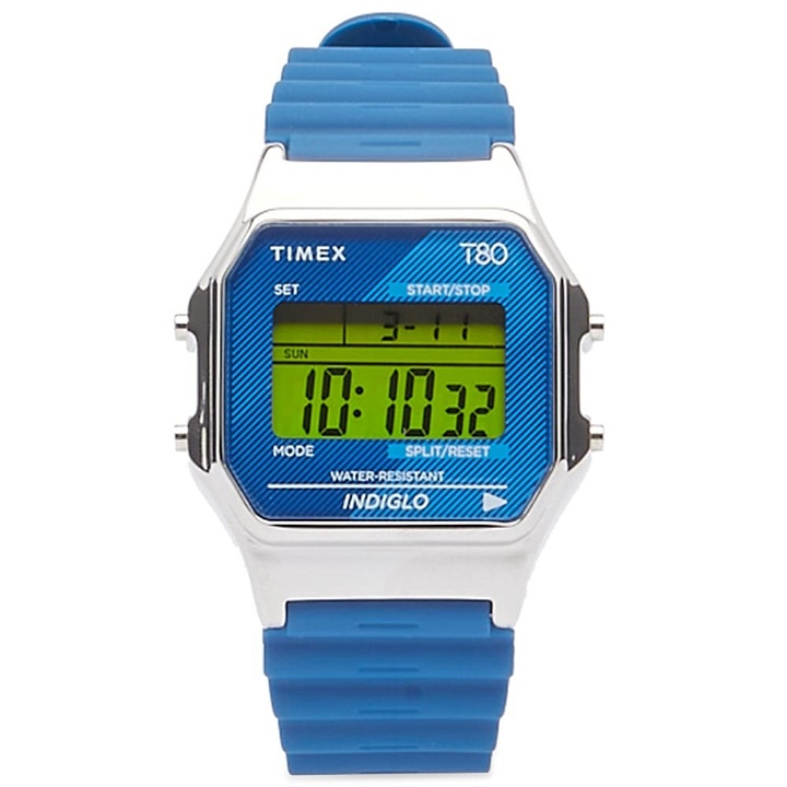 Photo: Timex 80 Digital Watch in Silver/Blue