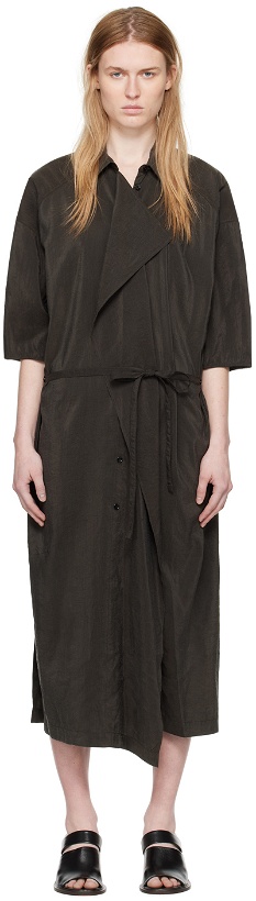 Photo: LEMAIRE Gray Spread Collar Midi Dress