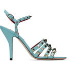 Valentino Garavani Blue Rockstud Kidskin Heeled Sandals