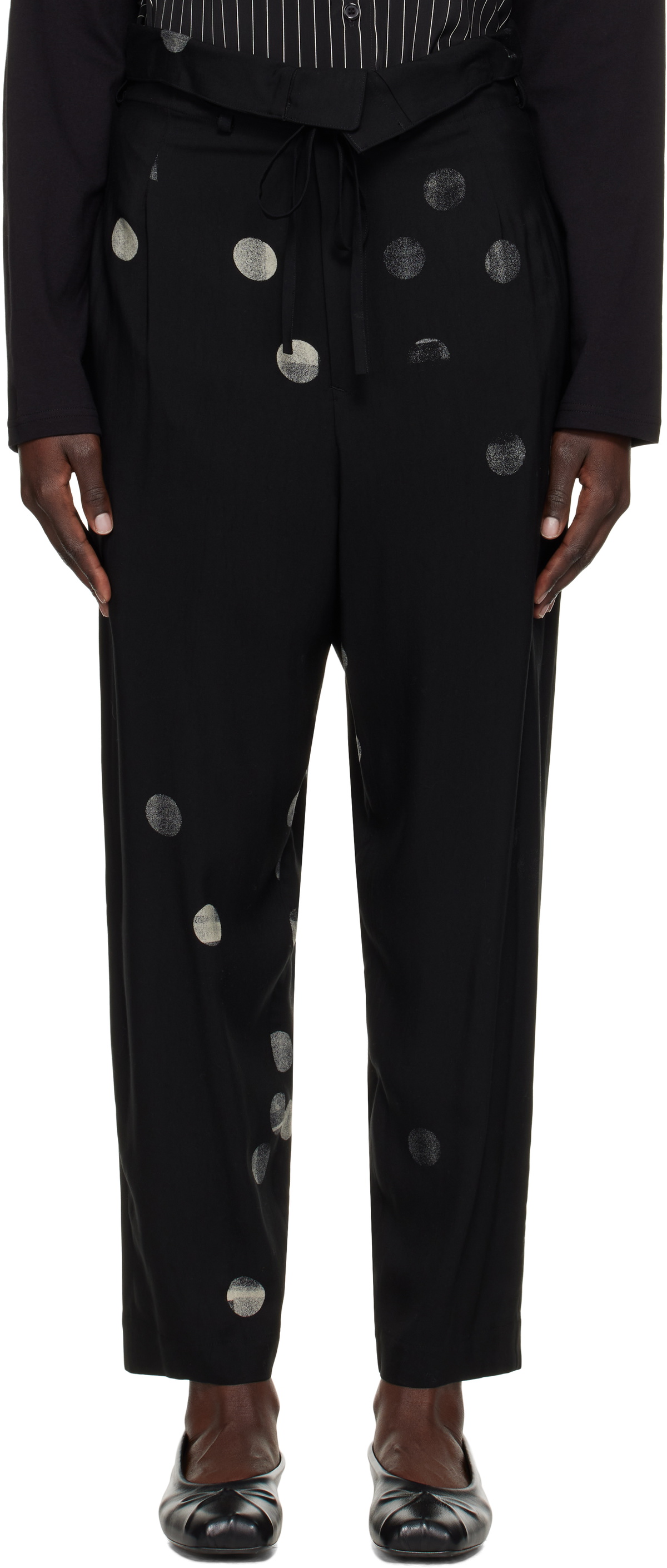 Y's Black U-High Waist Trousers