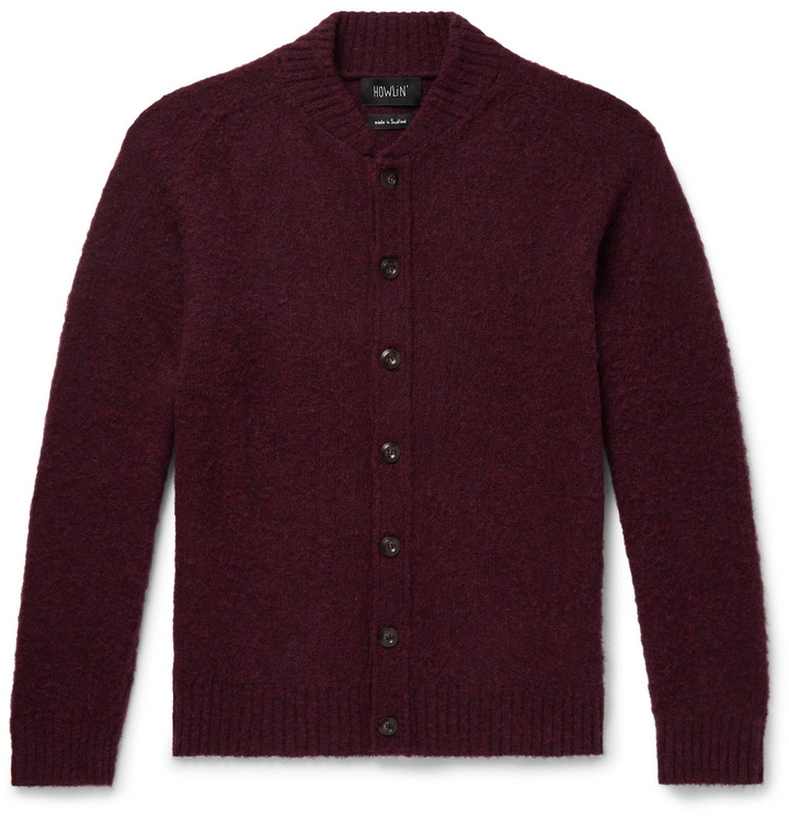 Photo: Howlin' - Four Eyes Brushed Virgin Wool Cardigan - Burgundy