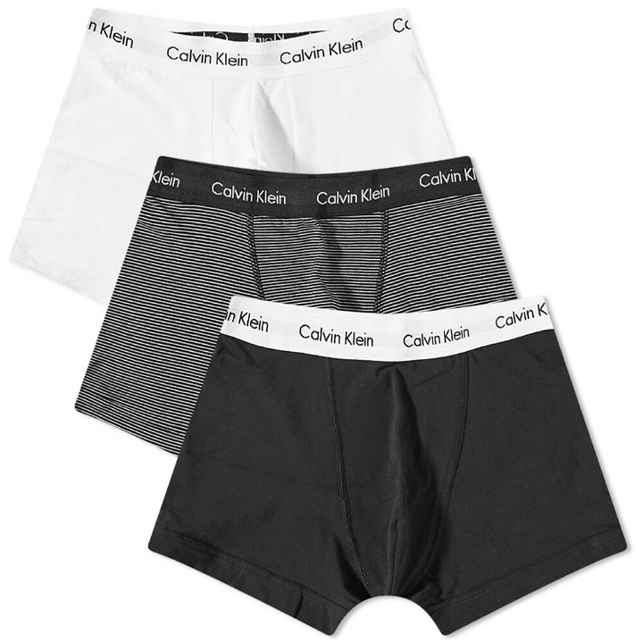 Photo: Calvin Klein Men's CK Underwear Trunk - 3 Pack in Black/White Stripes