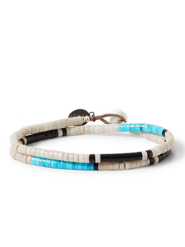 Photo: MIKIA - Fossil Jasper and Turquoise Beaded Wrap Bracelet