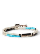 MIKIA - Fossil Jasper and Turquoise Beaded Wrap Bracelet