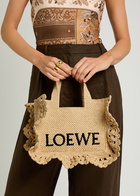 Loewe Font Ruffled Raffia Tote bag - Natural - One Size