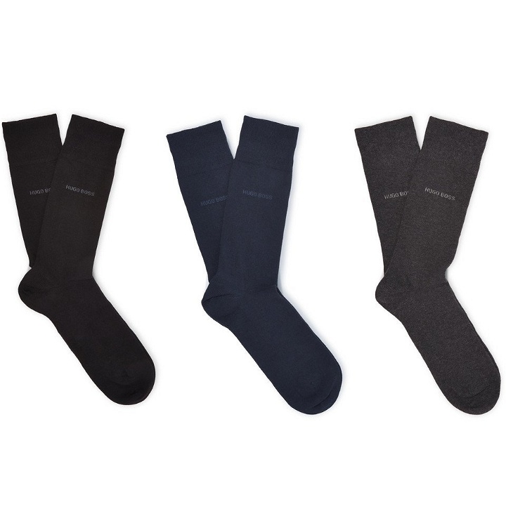 Photo: Hugo Boss - Three-Pack Stretch Cotton-Blend Socks - Men - Multi
