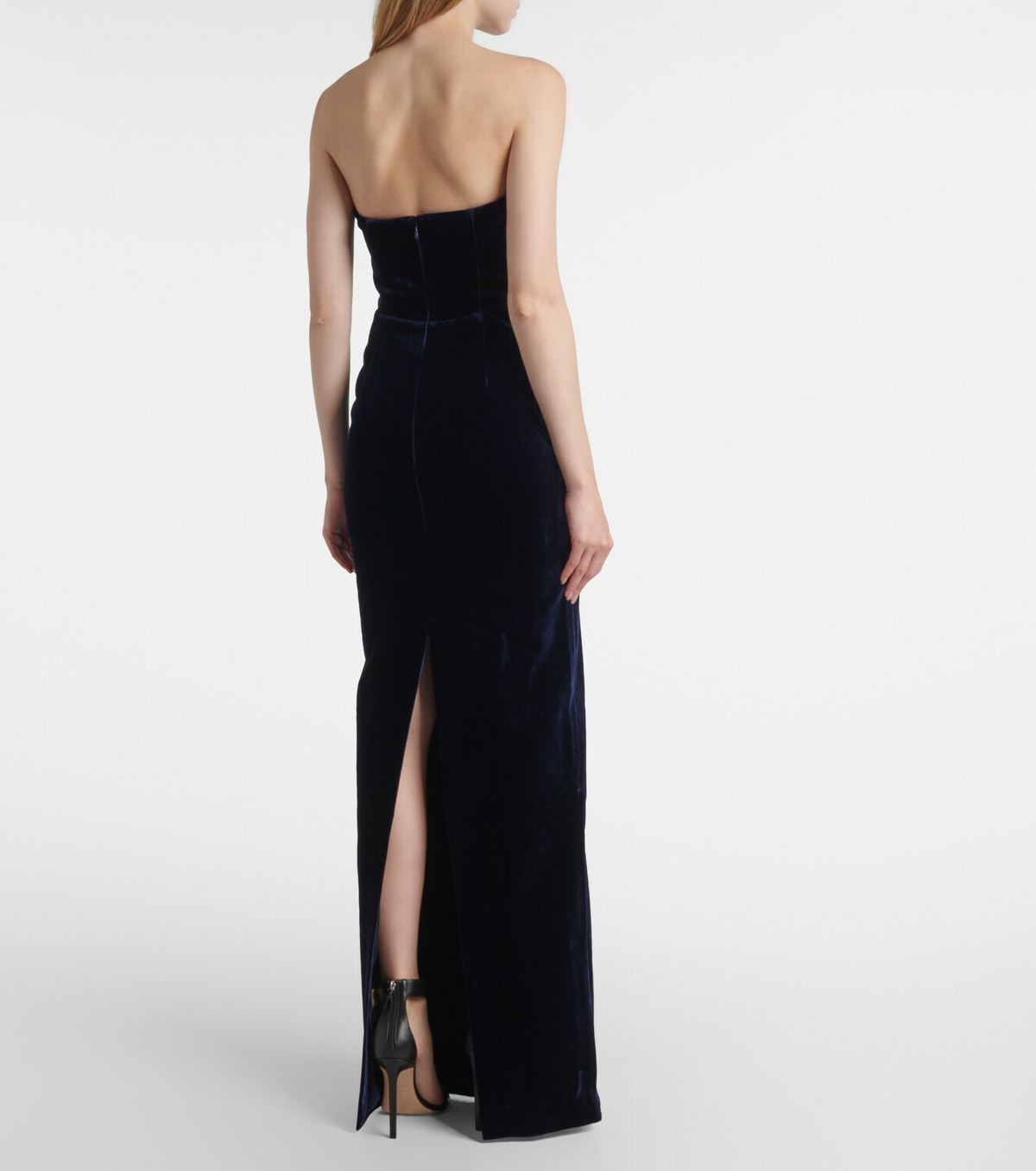 Roland Mouret Lace-trimmed velvet corset gown
