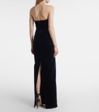 Roland Mouret Lace-trimmed velvet corset gown