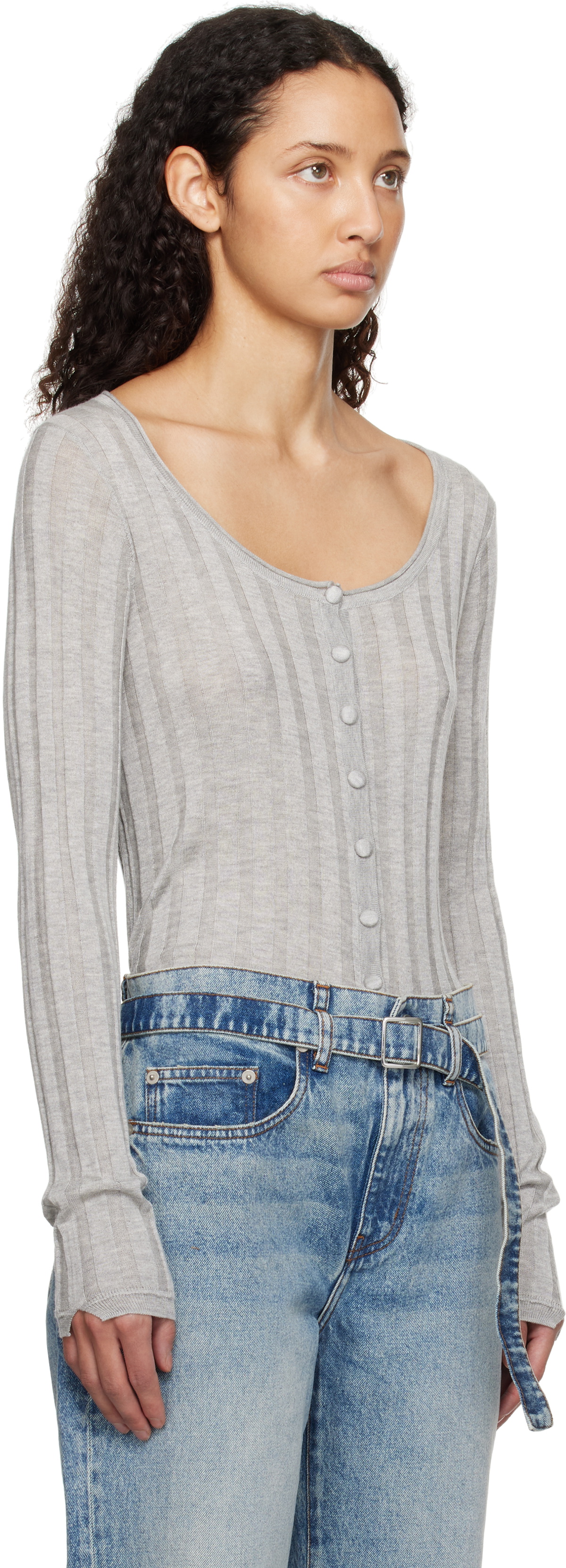 Proenza Schouler Gray Proenza Schouler White Label Hattie Cardigan