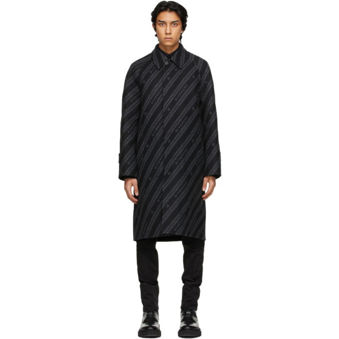 Photo: Givenchy Reversible Black and Grey Wool Chain Coat