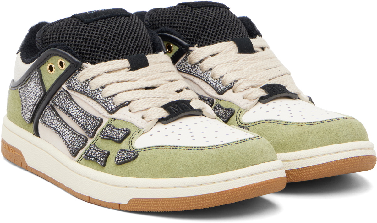 AMIRI White & Green XL Skel Top Low Sneakers