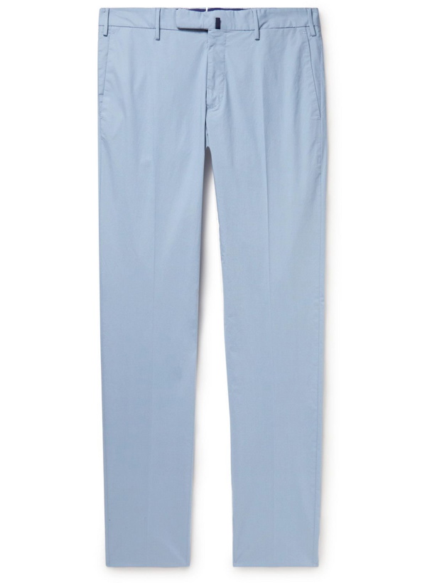 Photo: Incotex - Slim-Fit Stretch-Cotton Poplin Trousers - Blue