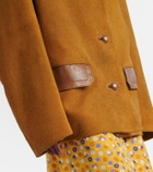 Miu Miu Leather-trimmed oversized suede jacket