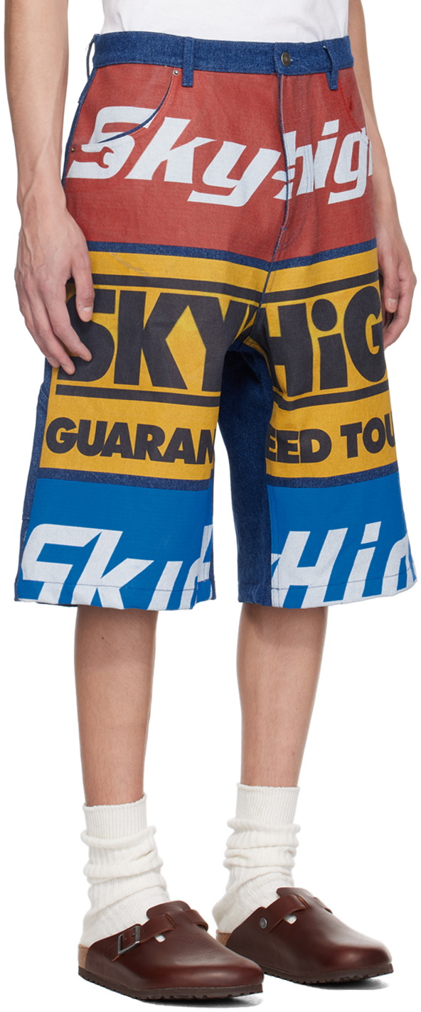Sky High Farm Workwear Multicolor Print Denim Shorts