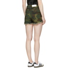 R13 Green Camo Distressed Camp Shorts