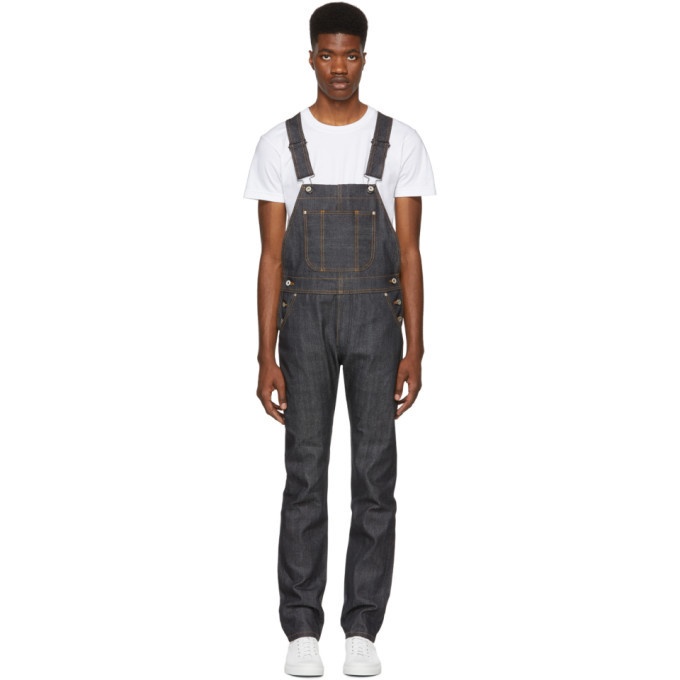 Photo: Naked and Famous Denim Blue Twill Selvedge Denim Overalls