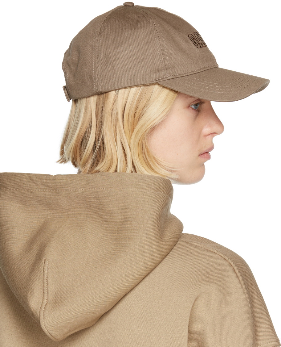 【GANNI】LOGO EMBROIDERED BALL CAP-Brown GANNI Embroidered Logo Cap