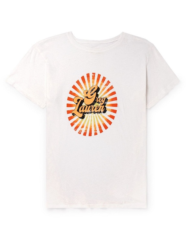 Photo: Greg Lauren - Logo-Print Distressed Recycled Cotton-Jersey T-Shirt - White