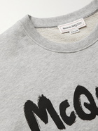 ALEXANDER MCQUEEN - Logo-Print Mélange Loopback Cotton-Jersey Sweatshirt - Gray