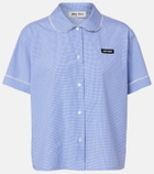 Miu Miu Gingham lace-trimmed cotton poplin shirt