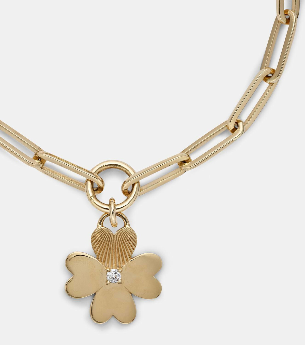 Foundrae Four Heart Clover 18kt gold chain bracelet with diamonds
