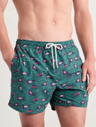 Drake's - Straight-Leg Mid-Length Printed Swim Shorts - Green