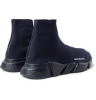 Balenciaga - Speed Sock Stretch-Knit Slip-On Sneakers - Men - Midnight blue