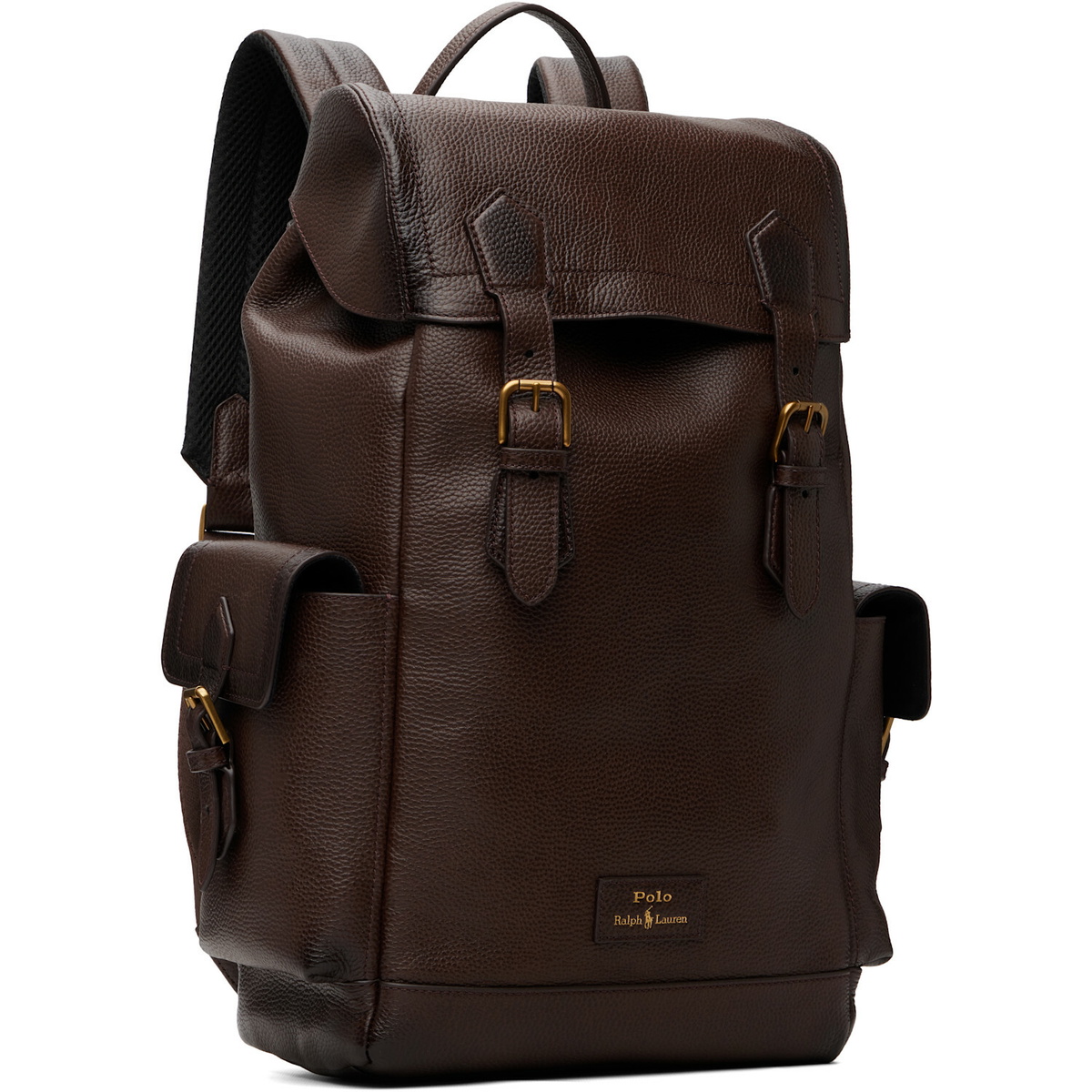Polo Ralph Lauren Brown Pebbled Leather Backpack