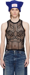 Charles Jeffrey LOVERBOY Black Graphic Net Tank Top