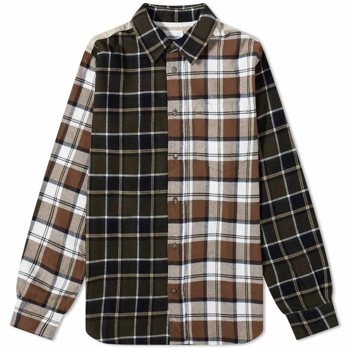 Photo: Norse Projects Men's Algot Mixed Flannel Check Shirt in Beech Green