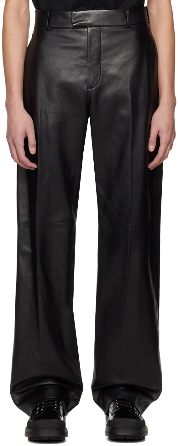 Photo: Alexander McQueen Black Grained Leather Pants