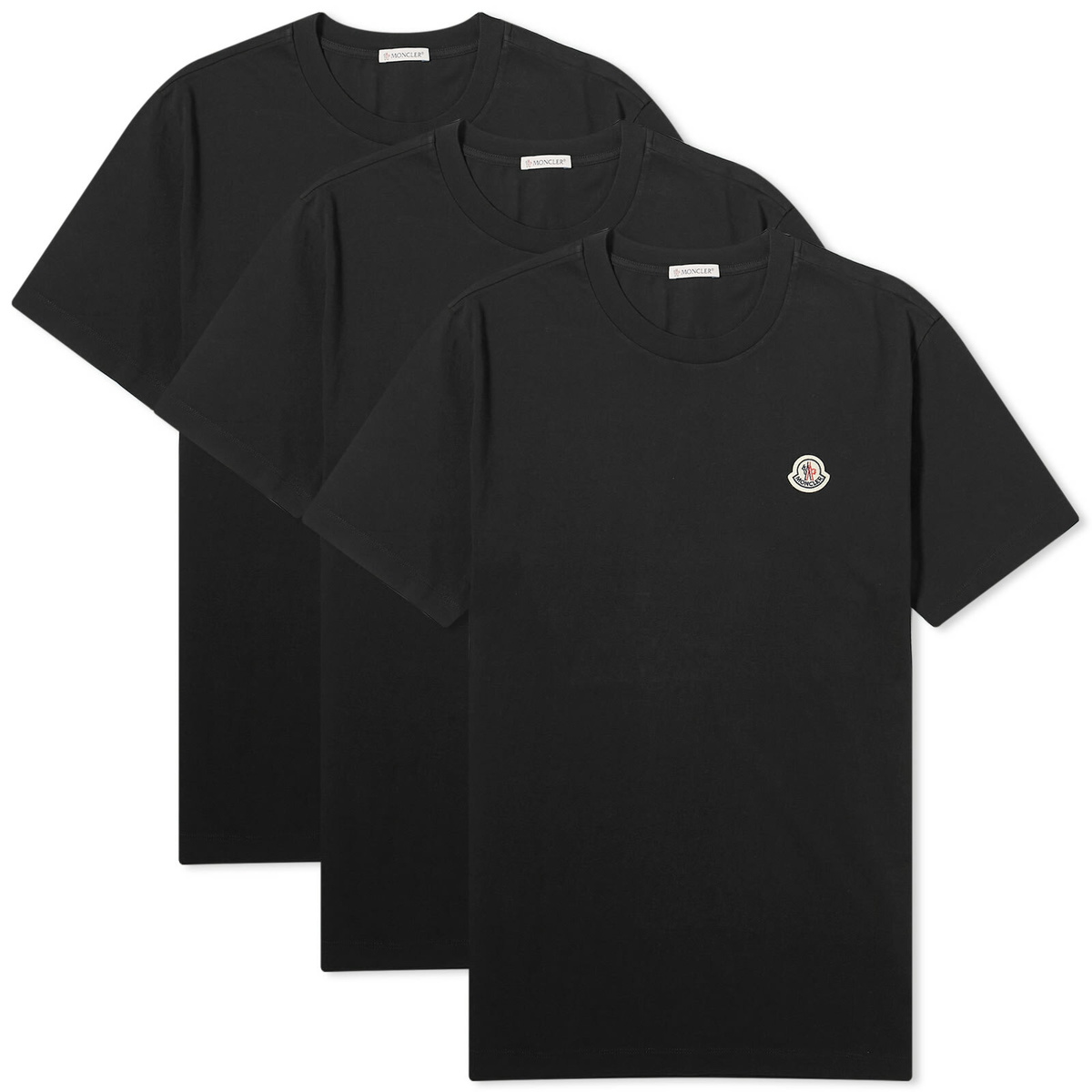 【関税込み】Moncler ブラック パッチポケット Tシャツ MONCLER 2024春夏新作 ロゴパッチ付き クルーネック半袖Tシャツ