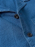 Hartford - Phil Camp-Collar Cotton-Seersucker Shirt - Blue