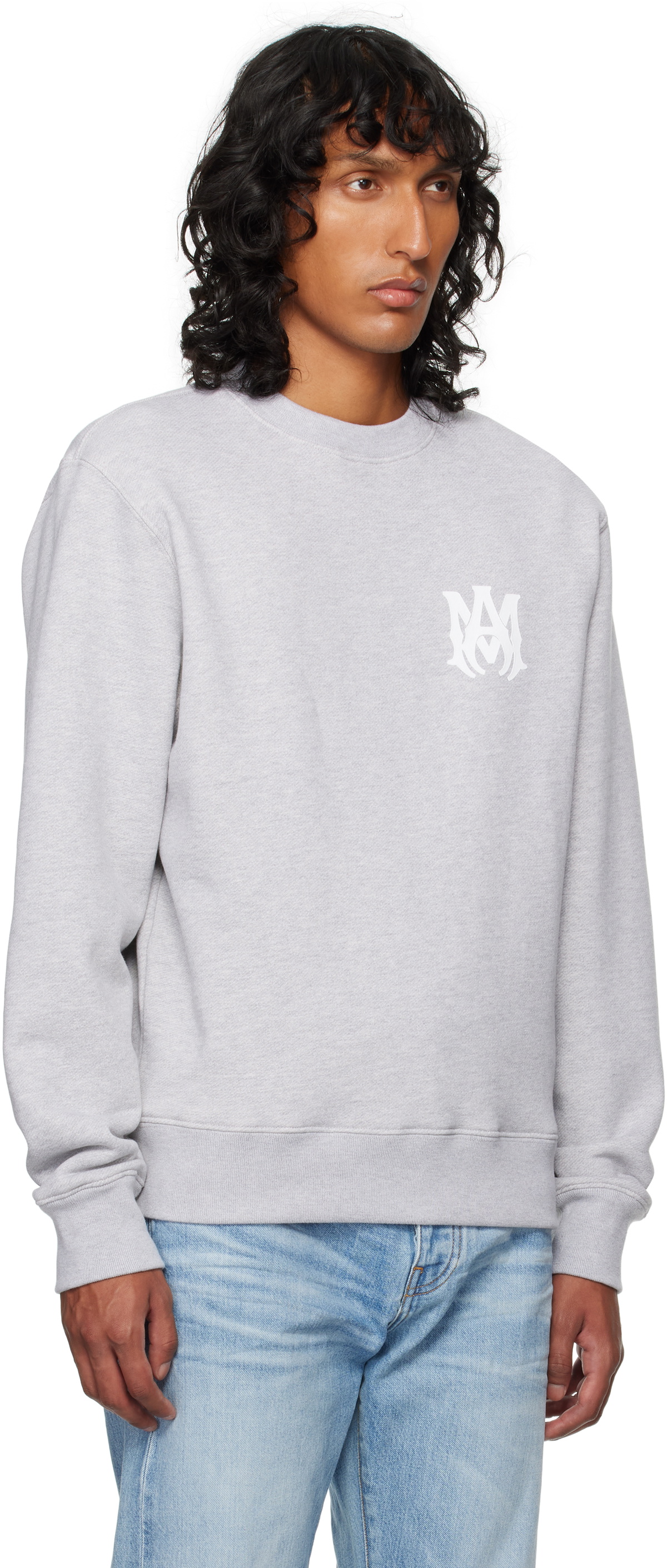 AMIRI Gray MA Core Logo Crew Sweatshirt