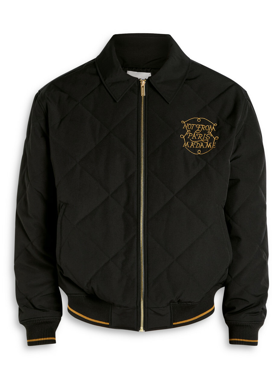 DRÔLE DE Monsieur La Veste Slogan Tresses Quilted Woven Jacket Black