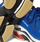 Balenciaga - Triple S Mesh, Nubuck and Leather Sneakers - Blue
