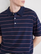A.P.C. - Henry Striped Cotton-Blend Jersey Polo Shirt - Blue